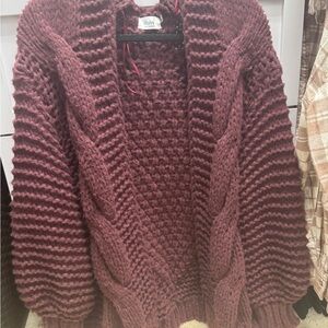 BlueIvy Plum Cable Knit Sweater